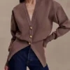 Cardigan in maglia con bottoni Amanda – Marrone cacao Cardigan in maglia con bottoni Amanda – Marrone cacao