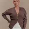 Cardigan in maglia con bottoni Amanda – Marrone cacao Cardigan in maglia con bottoni Amanda – Marrone cacao
