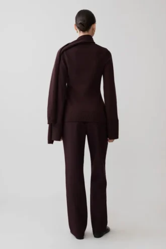 Cardigan in maglia Lara con sciarpa – Cioccolato