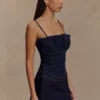 Corsetto con volant in Denim Cecilia – Blu indaco Corsetto con volant in Denim Cecilia – Blu indaco