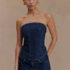 Corsetto in Denim con strass senza spalline Monte – Blu notte Corsetto in Denim con strass senza spalline Monte – Blu notte