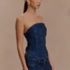 Corsetto in Denim con strass senza spalline Monte – Blu notte Corsetto in Denim con strass senza spalline Monte – Blu notte