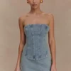 Corsetto in Denim ricamato Alessia – Light Vintage