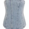 Corsetto in Denim ricamato Alessia – Light Vintage