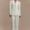 Pantaloni a vita alta con pieghe Penelope – Avorio