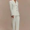 Pantaloni a vita alta con pieghe Penelope – Avorio