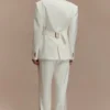 Pantaloni a vita alta con pieghe Penelope – Avorio