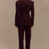 Pantaloni a vita alta con pieghe Penelope – Mogano Pantaloni a vita alta con pieghe Penelope – Mogano