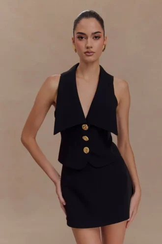 Gilet Alix con bottoni misti – Nero