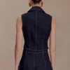Gilet in Denim Shona con bottoni decorativi – Blu indaco slavato
