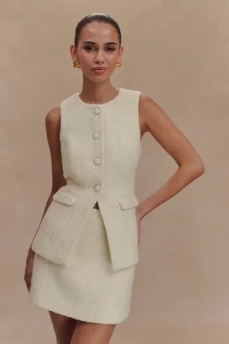 Gilet senza maniche Camilla Bouclé – Avorio