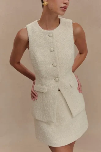 Gilet senza maniche Camilla Bouclé – Avorio