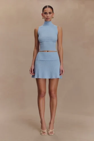 Gonna in maglia Indy Pointelle – Blu fiordaliso