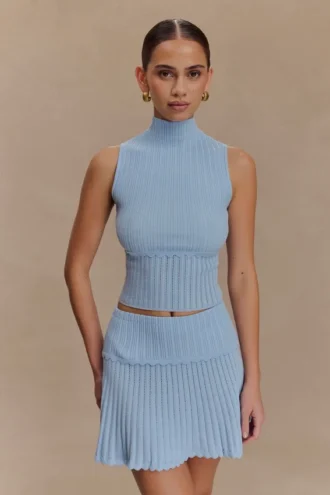 Top in maglia Indy Pointelle – Blu fiordaliso Top in maglia Indy Pointelle – Blu fiordaliso