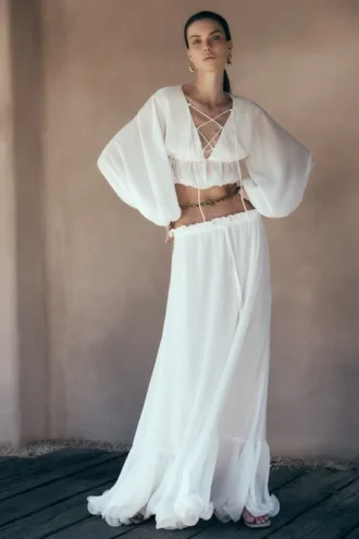 Gonna lunga in chiffon Carlie – Avorio Gonna lunga in chiffon Carlie – Avorio