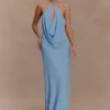Gonna lunga in chiffon Katalina – Azzurro