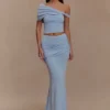 Gonna lunga in maglia arricciata Irene – Blu