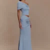 Gonna lunga in maglia arricciata Irene – Blu