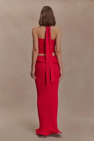 Gonna lunga in maglia con stecche Samira – Rossa