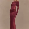Gonna lunga Judy in tessuto slinky e rete – Vino Gonna lunga Judy in tessuto slinky e rete – Vino