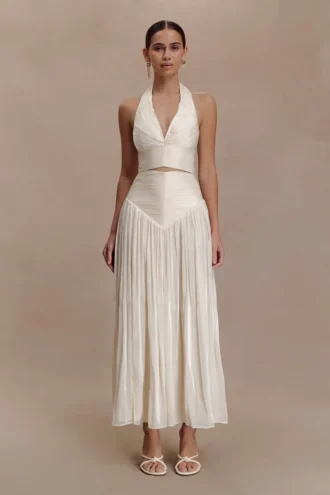 Gonna midi arricciata Makena – Bianco opalino Gonna midi arricciata Makena – Bianco opalino