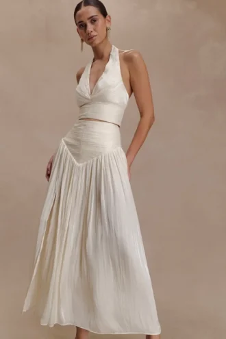 Gonna midi arricciata Makena – Bianco opalino Gonna midi arricciata Makena – Bianco opalino