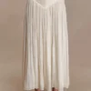Gonna midi arricciata Makena – Bianco opalino