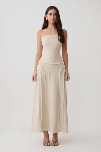 Gonna midi in lino sfrangiata Annie – Naturale Gonna midi in lino sfrangiata Annie – Naturale
