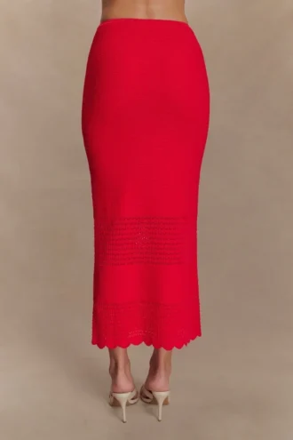 Gonna midi in maglia smerlata Madeline – Rossa Gonna midi in maglia smerlata Madeline – Rossa