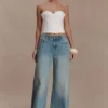 Jeans a vita media e gamba larga Romi – Blu medio slavato Jeans a vita media e gamba larga Romi – Blu medio slavato