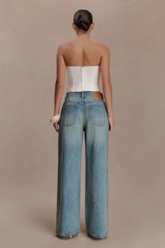 Jeans a vita media e gamba larga Romi – Blu medio slavato