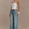 Jeans a vita media e gamba larga Romi – Blu medio slavato Jeans a vita media e gamba larga Romi – Blu medio slavato