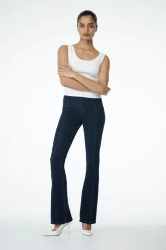Jeans a zampa con pannelli Clio – Blu indaco