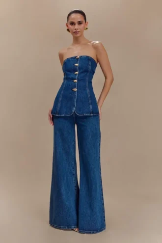 Jeans Denim a zampa larga Jen – Blu scuro