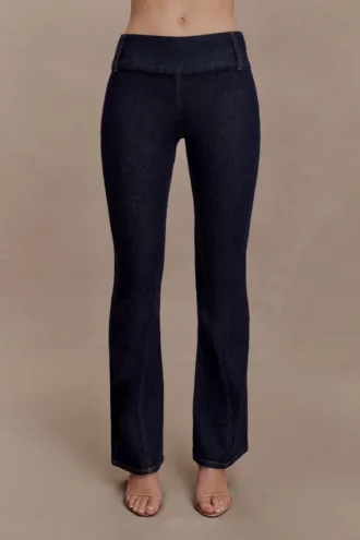Jeans Denim a zampa Shelly – Blu indaco slavato