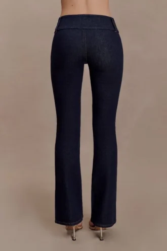 Jeans Denim a zampa Shelly – Blu indaco slavato