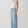 Jeans in Denim a gamba dritta Sebastian con orlo sfrangiato – Blu chiaro slavato Jeans in Denim a gamba dritta Sebastian con orlo sfrangiato – Blu chiaro slavato