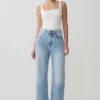 Jeans in Denim a gamba dritta Sebastian con orlo sfrangiato – Blu chiaro slavato Jeans in Denim a gamba dritta Sebastian con orlo sfrangiato – Blu chiaro slavato