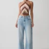 Jeans in Denim a gamba dritta Sebastian con orlo sfrangiato – Blu chiaro slavato Jeans in Denim a gamba dritta Sebastian con orlo sfrangiato – Blu chiaro slavato