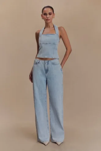 Jeans in Denim a vita media Caitlin – Azzurro Jeans in Denim a vita media Caitlin – Azzurro