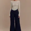 Jeans in Denim a zampa larga Jen – Blu indaco Jeans in Denim a zampa larga Jen – Blu indaco