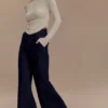 Jeans in Denim a zampa larga Jen – Blu indaco Jeans in Denim a zampa larga Jen – Blu indaco