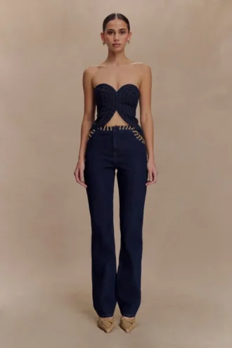 Jeans in Denim con lacci Meryl – Blu indaco