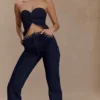 Jeans in Denim con lacci Meryl – Blu indaco Jeans in Denim con lacci Meryl – Blu indaco