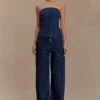 Jeans in Denim con strass a vita media Laina – Blu notte Jeans in Denim con strass a vita media Laina – Blu notte