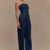 Jeans in Denim con strass a vita media Laina – Blu notte Jeans in Denim con strass a vita media Laina – Blu notte