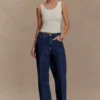 Jeans in Denim con strass a vita media Laina – Blu notte Jeans in Denim con strass a vita media Laina – Blu notte