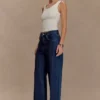 Jeans in Denim con strass a vita media Laina – Blu notte Jeans in Denim con strass a vita media Laina – Blu notte