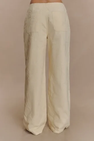 Jeans in Denim ricamato Ebony – Crema