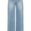 Jeans Perrie a vita media e gamba dritta con cintura – Blu chiaro slavato